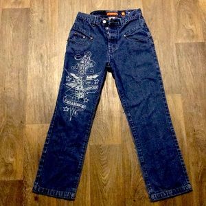 Ed Hardy’s Mens Embroidered Jeans